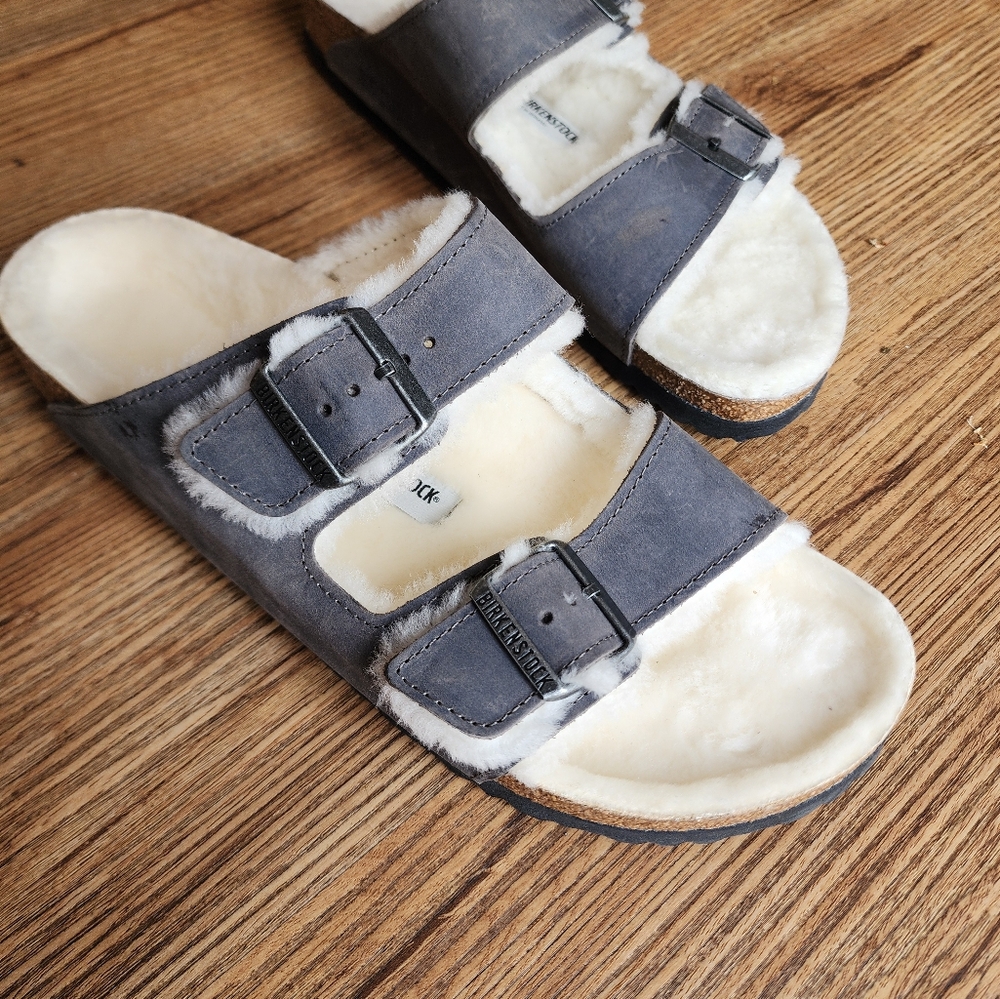 Size 43 - 🆕️ BIRKENSTOCK ARIZONA Men'sì SHEARLING/IRON - Picture 14 of 15